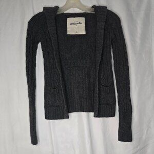 Abercrombie and Fitch Kids Wool Blend Knit Grey Hooded Cardigan Sm 2 Pockets